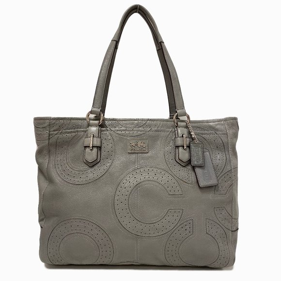 COACH　バック　グレー Coach 17821 Chelsea Inlaid Grey Leather Shopper Tote